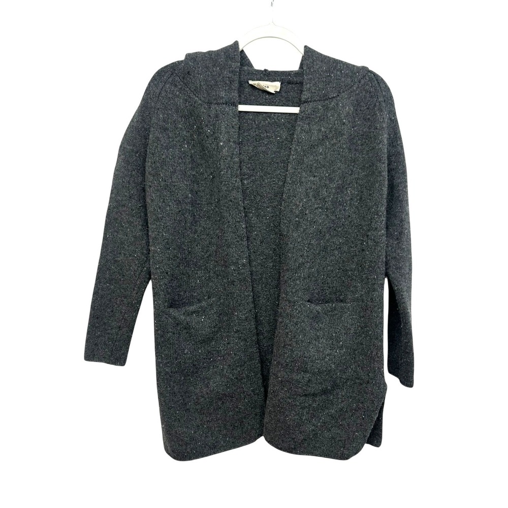 Aritzia TNA Wool Hooded Coatigan XS Charcoal Knit Longline Pockets‎ Minimalist